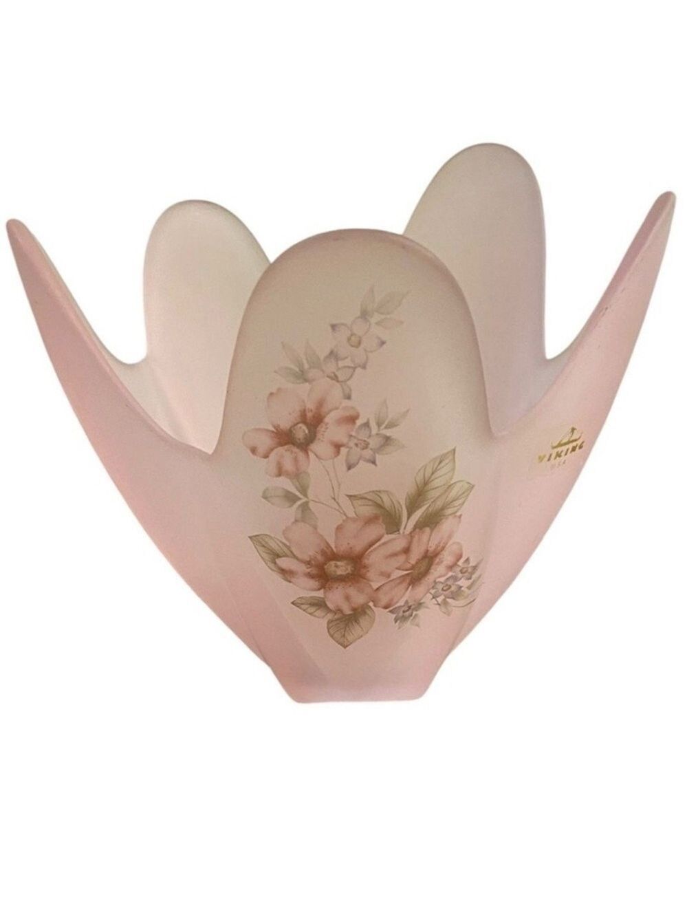 Viking Pink Floral Glass Tulip Vase
